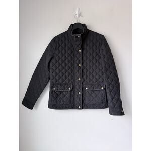 J Crew Women’s Black Quilted 70% Down Coat /Jacket Full Zip /Snaps /Pockets Sz S